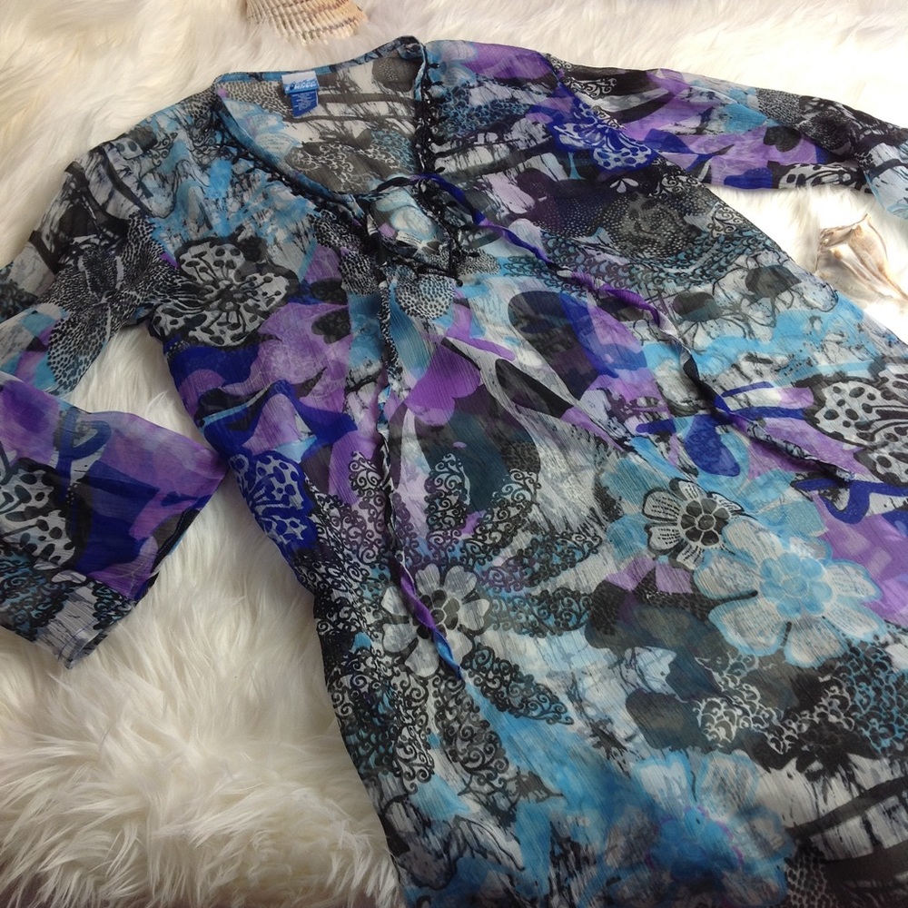 Bathing Suit Coverup Women Size Large Beaded  Neck